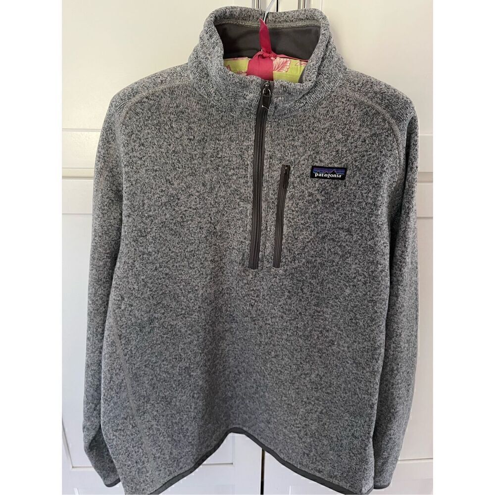 Patagonia Womens Better Sweater 1/4 Zip Pullover Sz M Stonewashed Gray Hiking